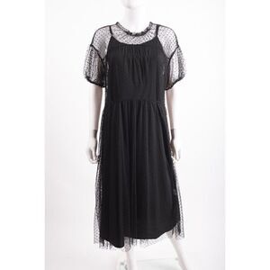 Dra Womans Baldwin Maxi Dress Size S Black Flocked Polka Dot w slip NWT